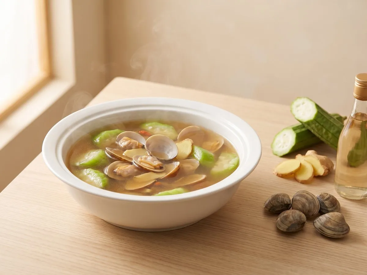 花甲絲瓜湯（絲瓜蜆湯）