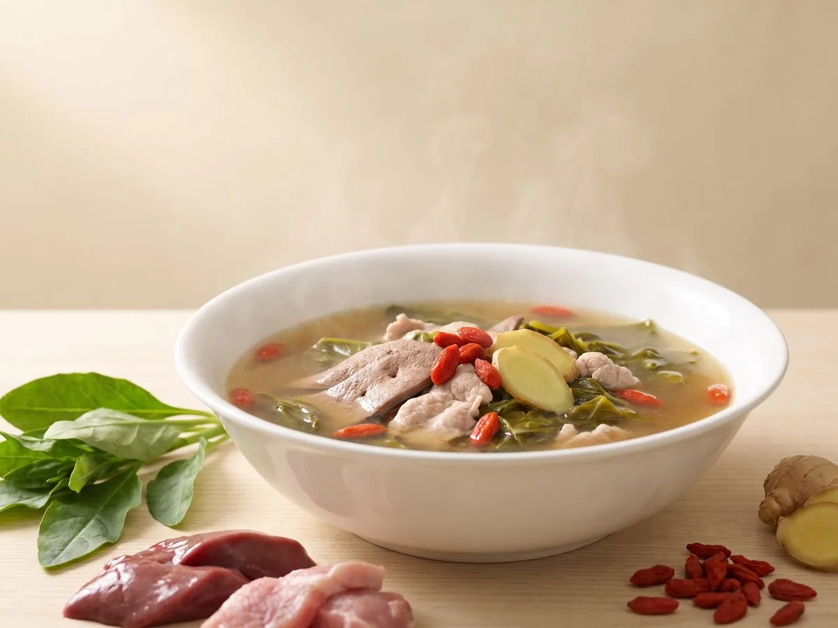 枸杞葉豬膶瘦肉湯（枸杞菜湯）