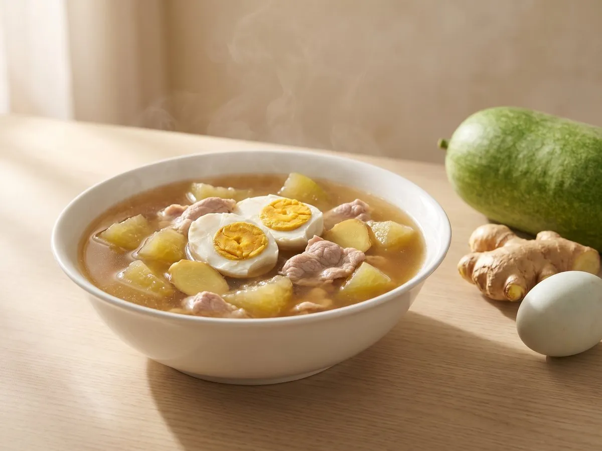 節瓜鹹蛋肉片湯