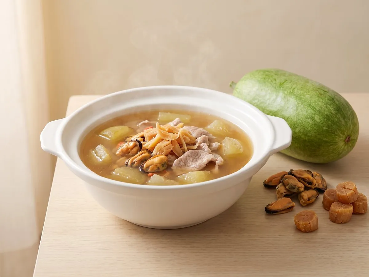 節瓜淡菜元貝肉片湯（節瓜淡菜仔元貝滾湯）