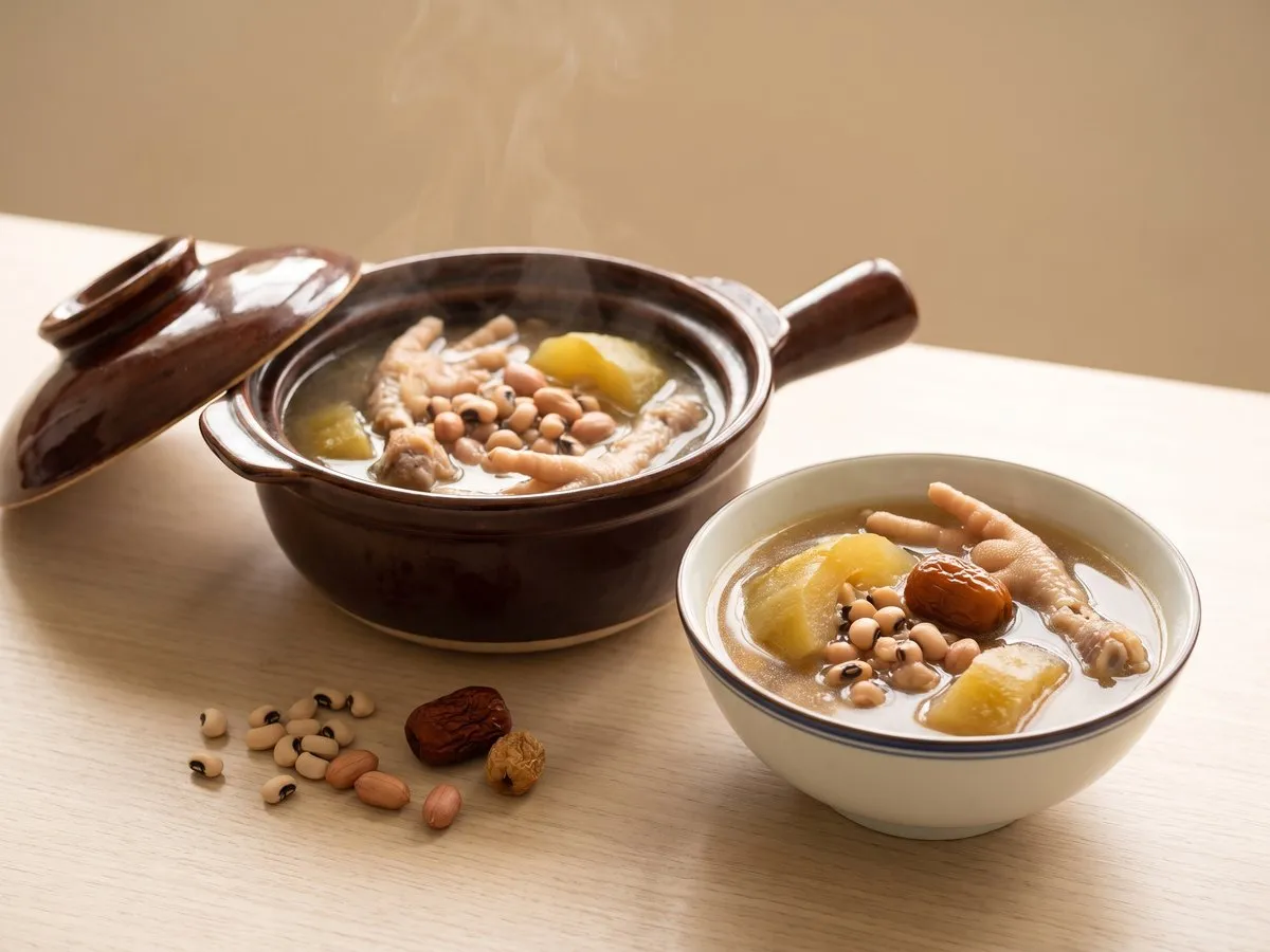 節瓜眉豆花生雞腳湯