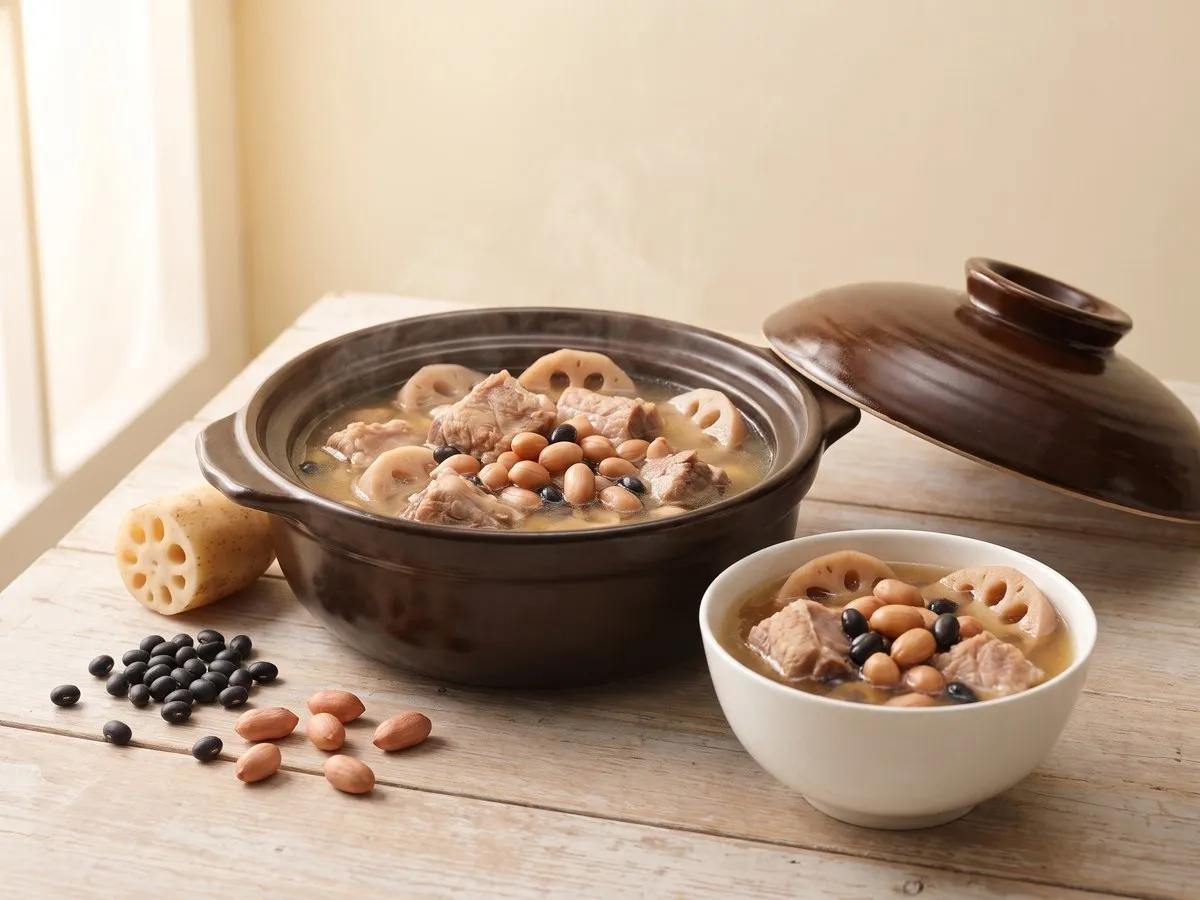 蓮藕花生黑豆排骨湯