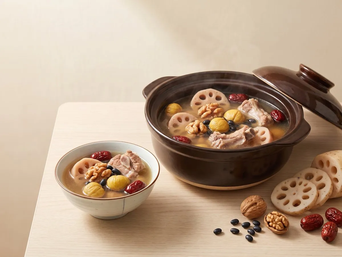 蓮藕合桃栗子黑豆湯