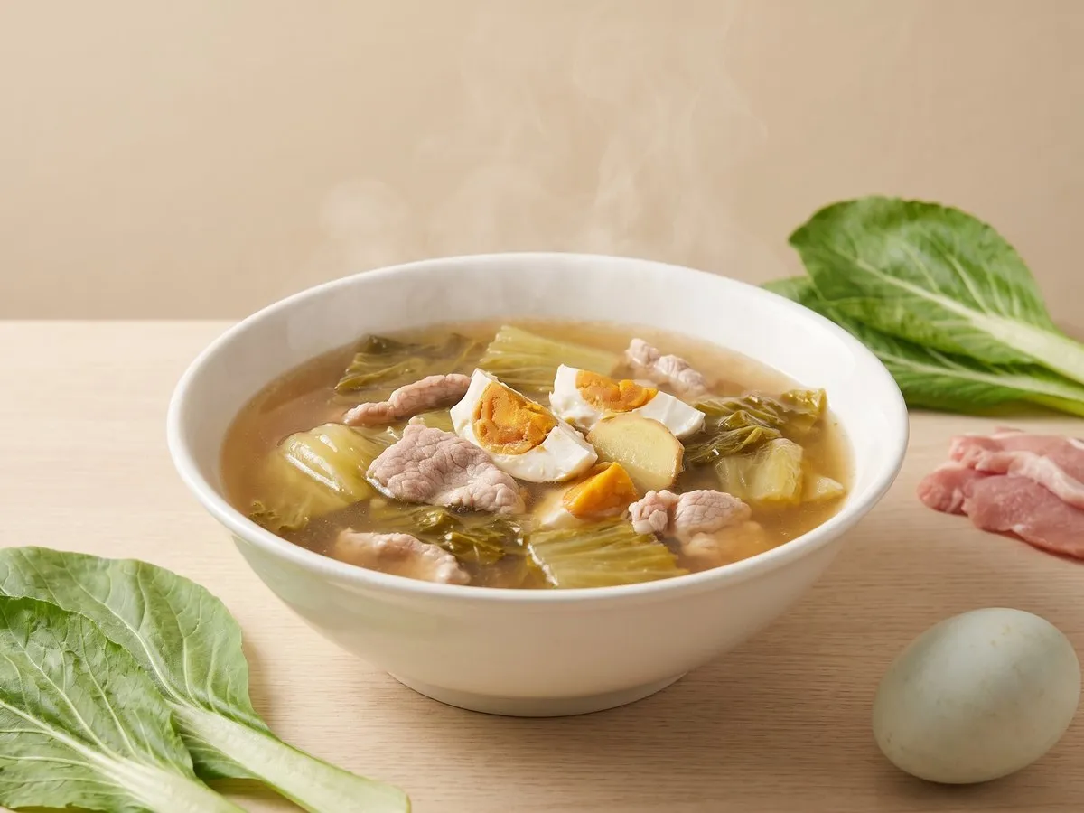 芥菜鹹蛋肉片湯