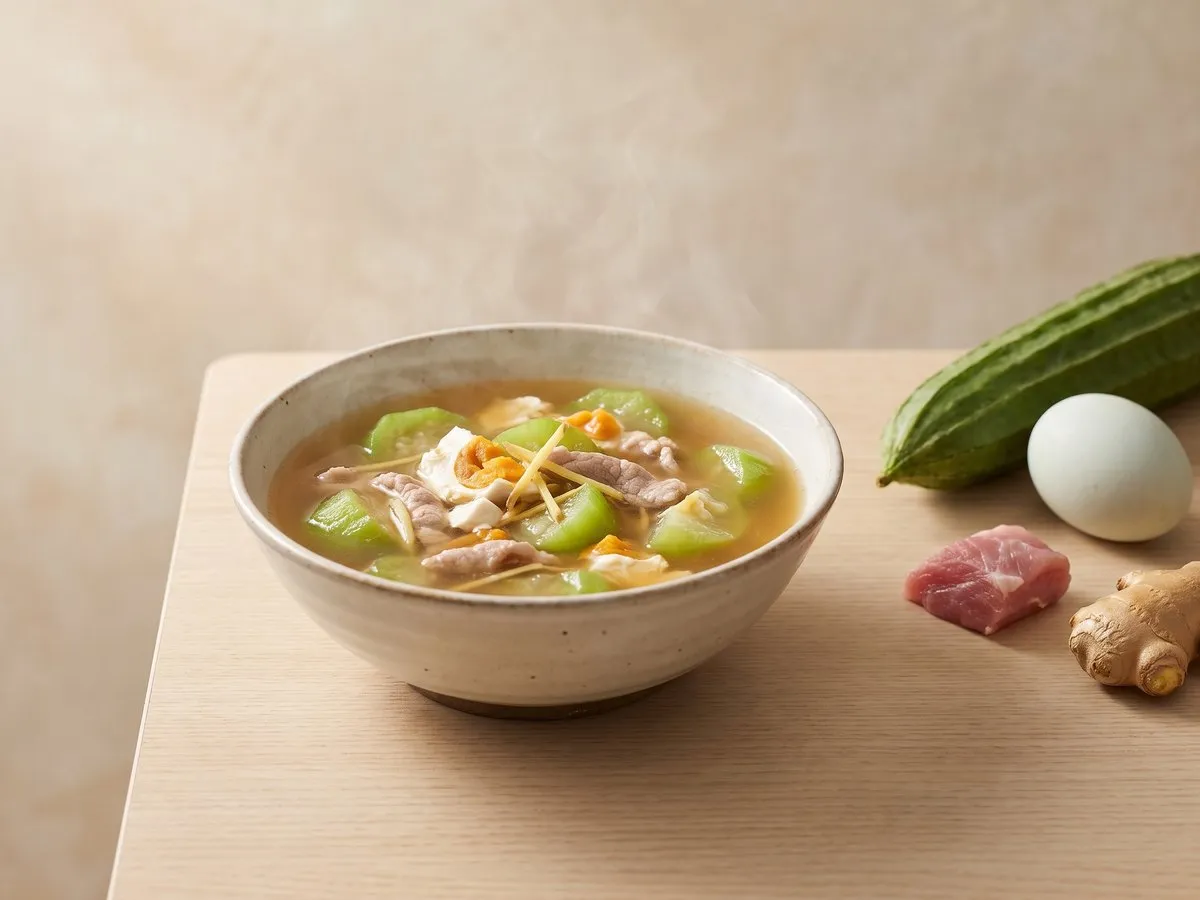鹹蛋絲瓜肉片湯（咸蛋勝瓜肉片湯）