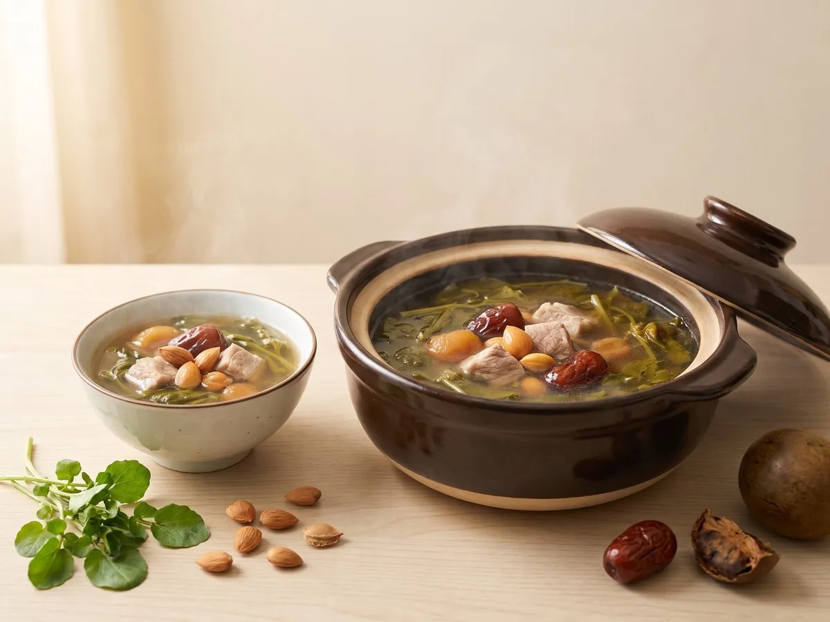 西洋菜南北杏蜜棗瘦肉湯